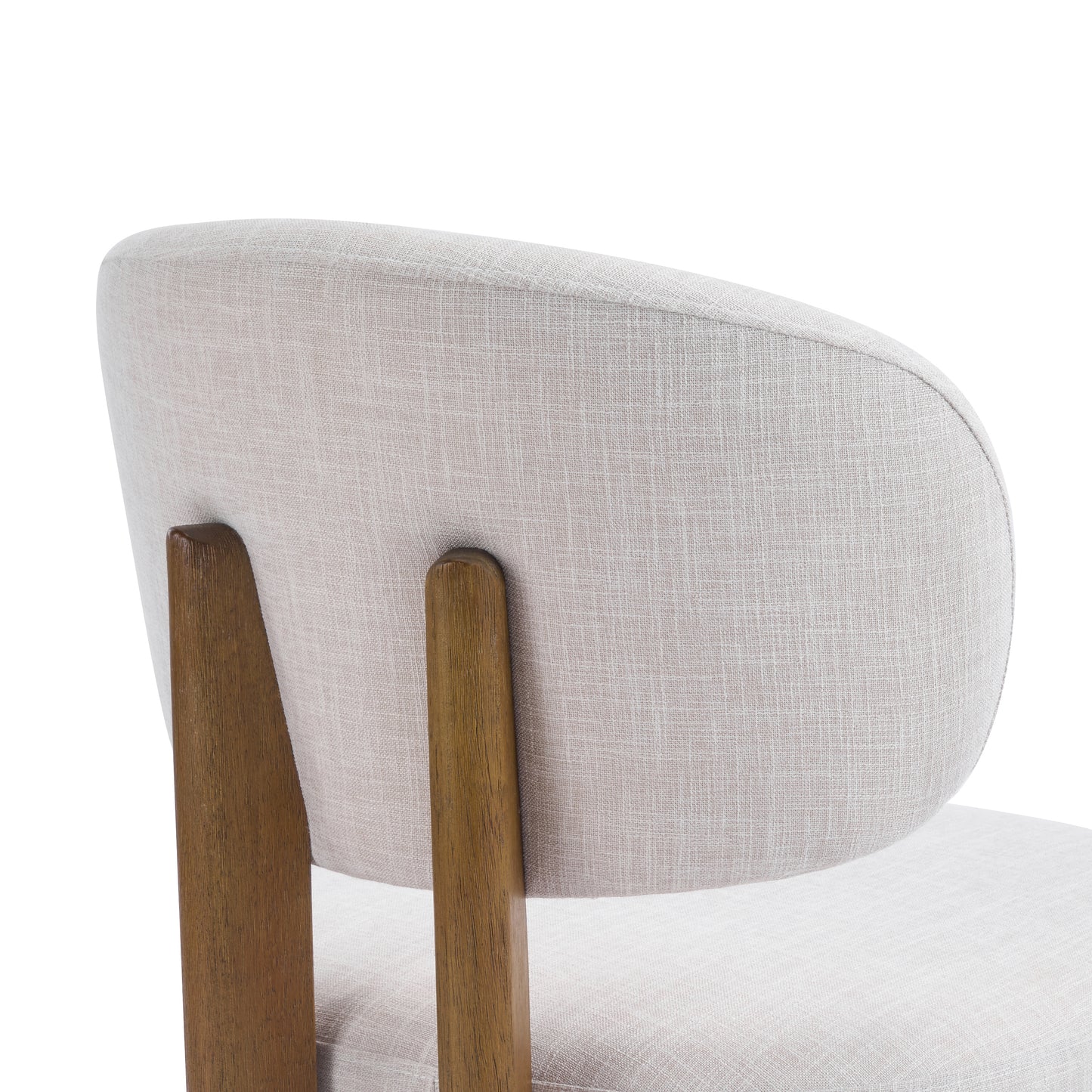 Beige Upholstered Mid-Century Dining Chairs - Set of 2