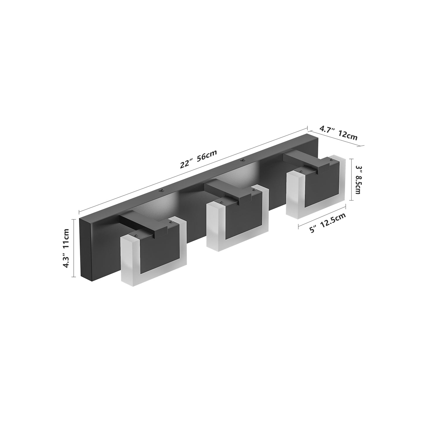 Modern Black LED Vanity Light Fixture - Up & Down Bathroom Lighting