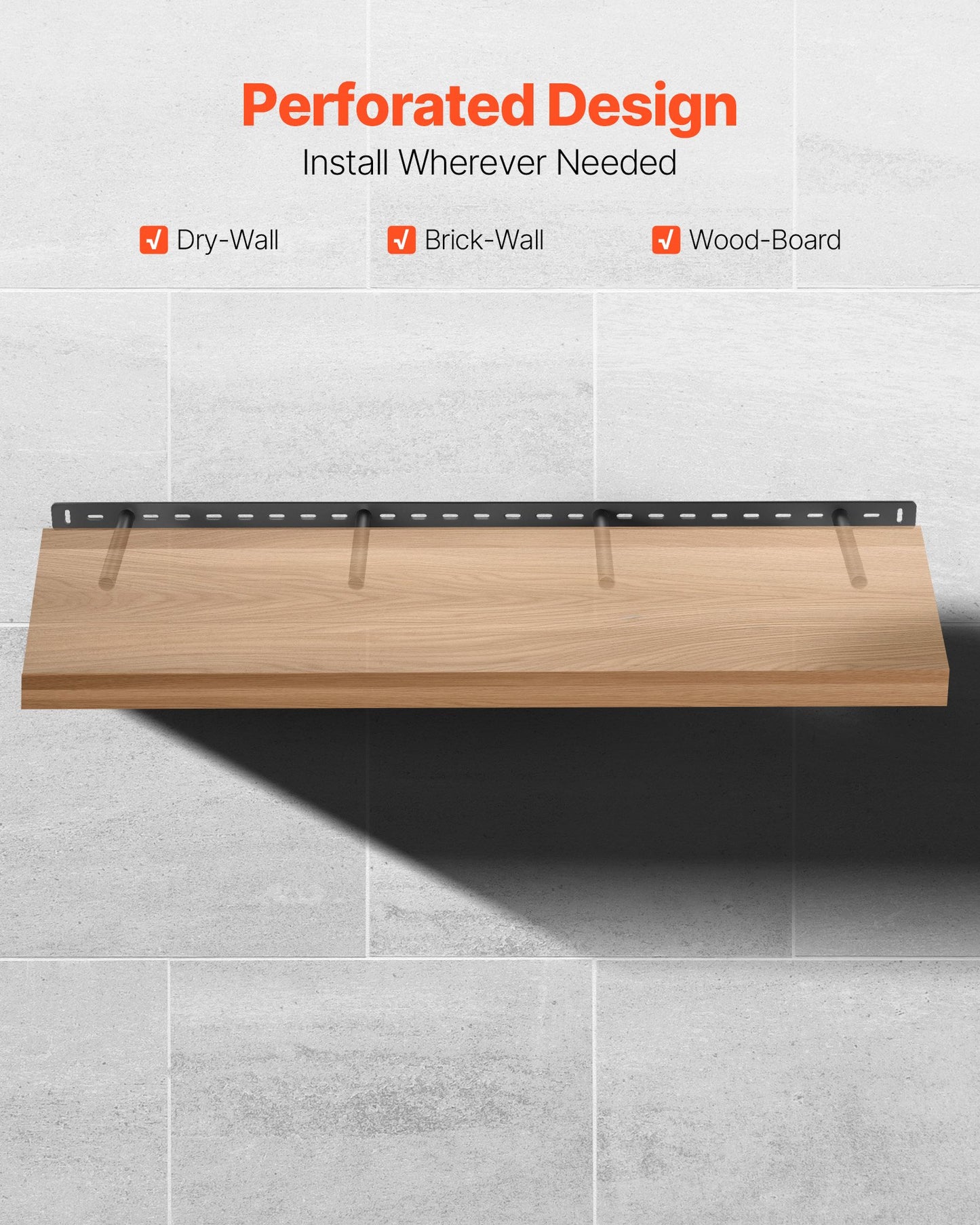 Heavy Duty Floating Shelf Bracket 43 Inch Black Wall Support Concealed Shelf Hardware