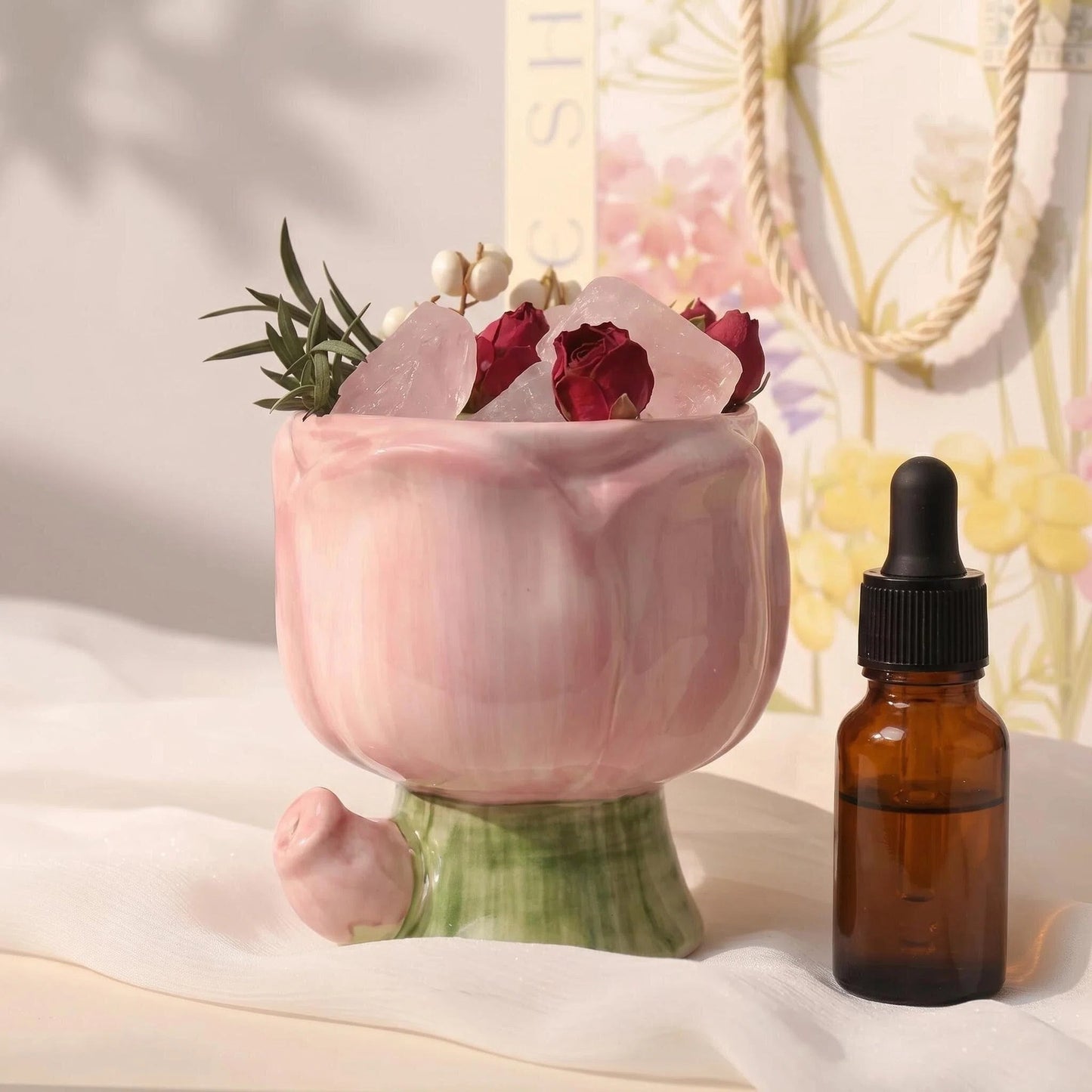 Dried Flower Crystal Diffuser Stone Aromatherapy Air Freshener - Fire-Free Home Decor
