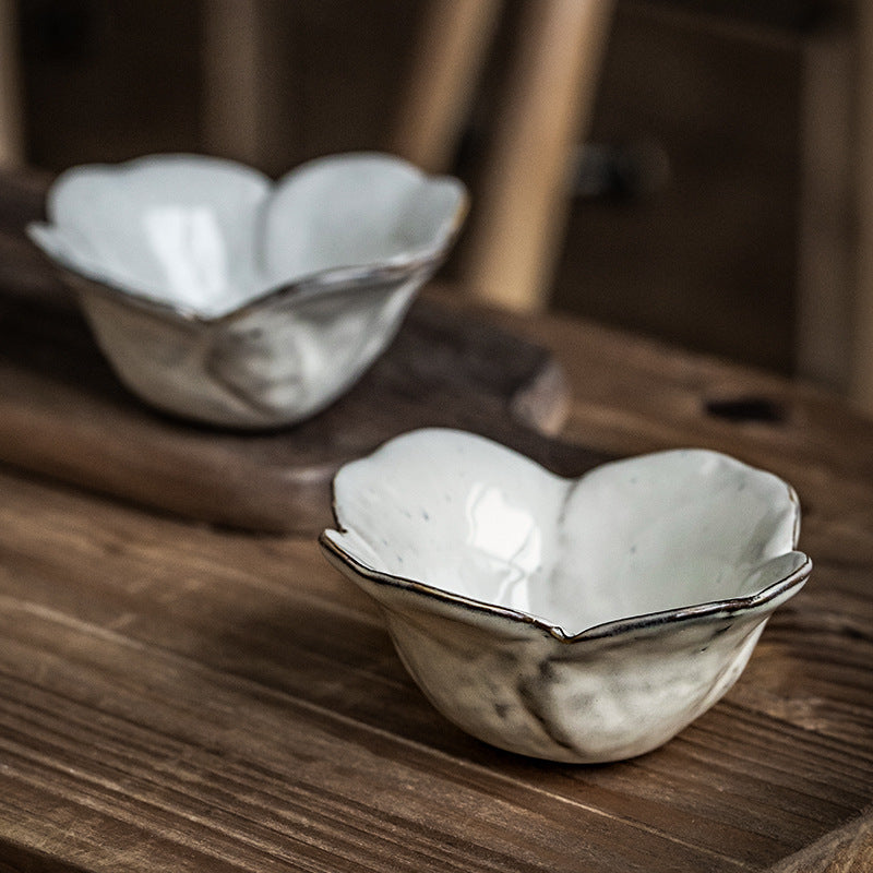 Ceramic Petals Seasoning Dish - White Porcelain Tableware for Kitchen