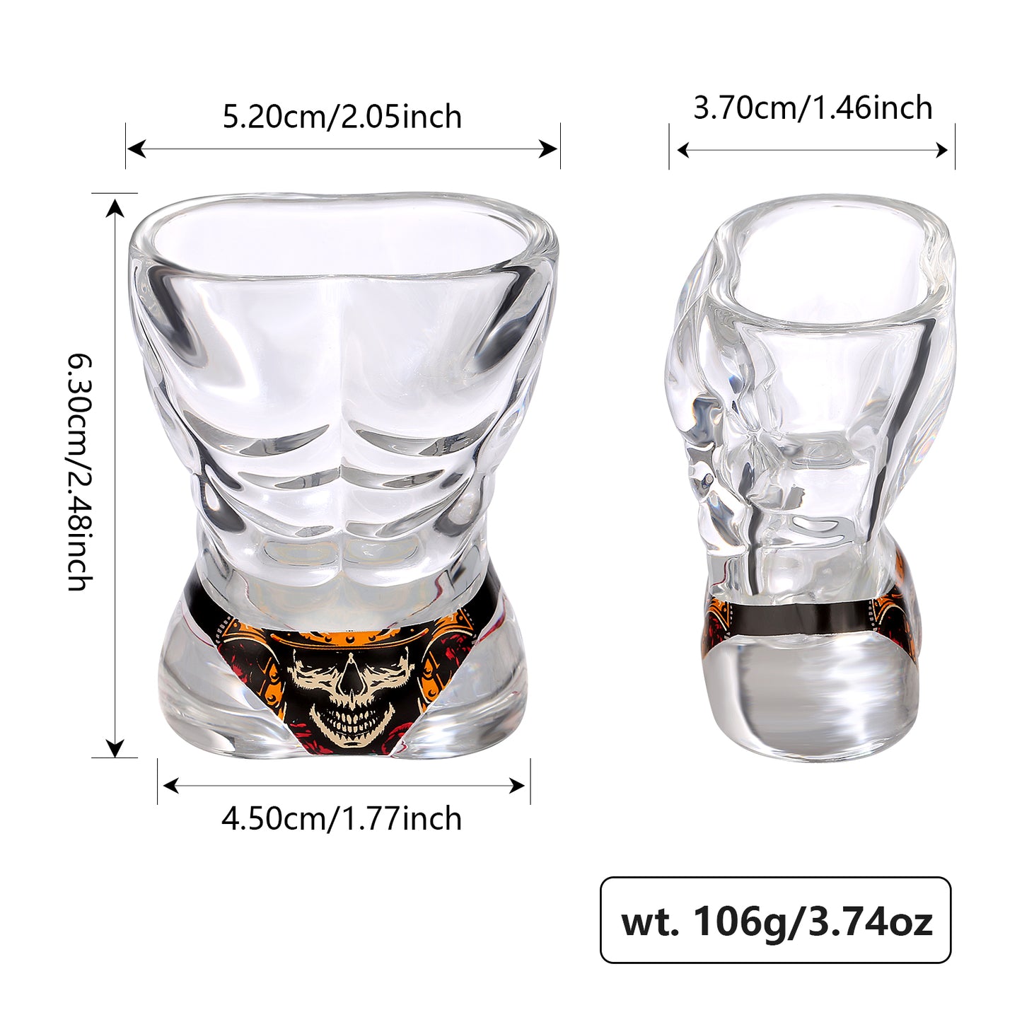 Black and Red Skull Style Wine Glasses - Set of 2