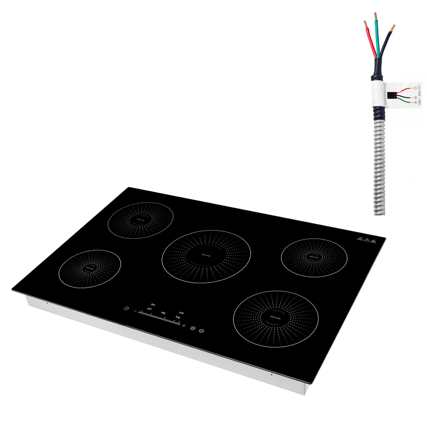 Induction Cooktop 30in 5 Burners Electric Stove 220V, LED Touch Screen, Child Lock