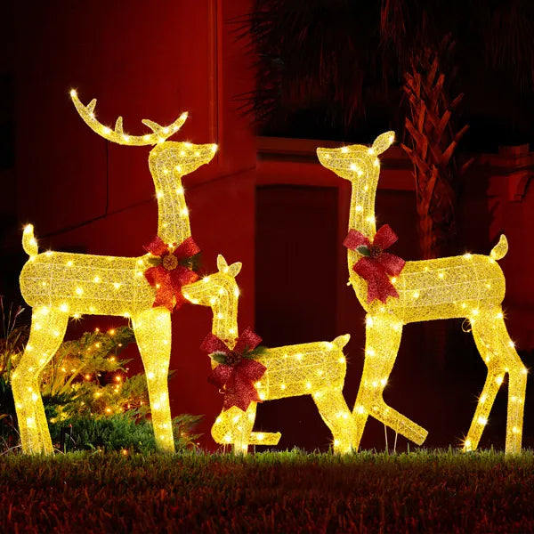 Lighted Christmas Reindeer Family Set - 3-Piece Outdoor Decor