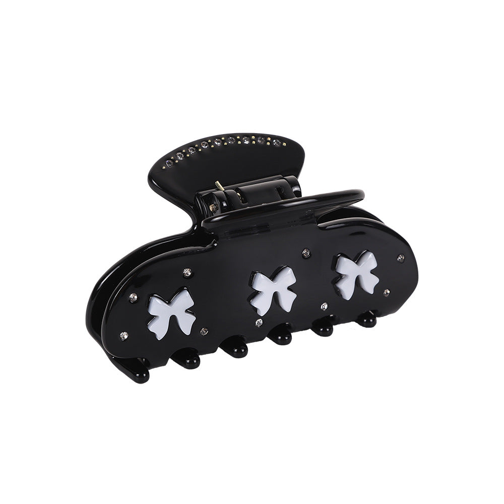 Handmade Acetic Acid Hair Clip with Rhinestone Butterfly and Diamond Accents