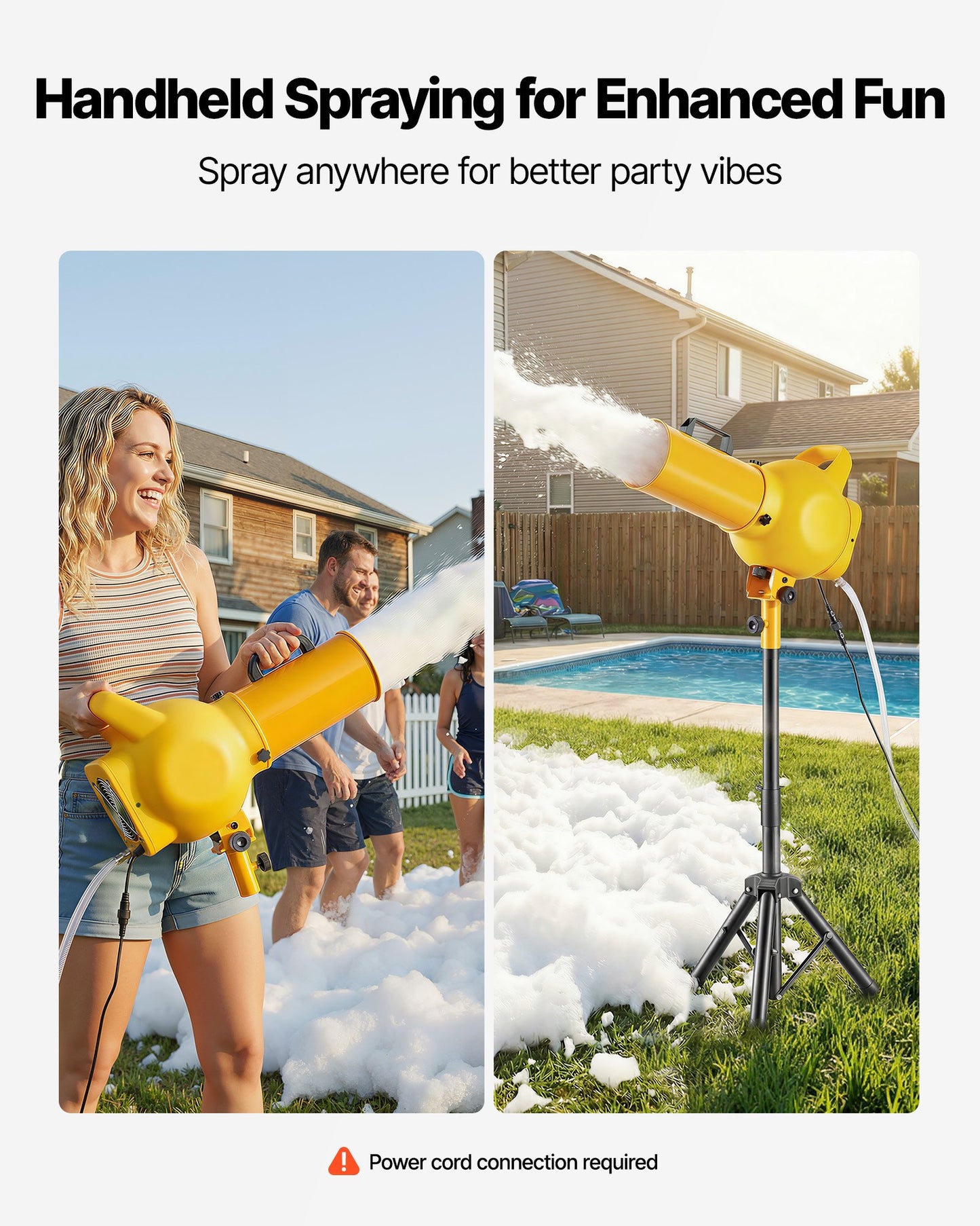 Handheld Foam Machine for Parties - Bubble Cannon with Fan & Triangular Support