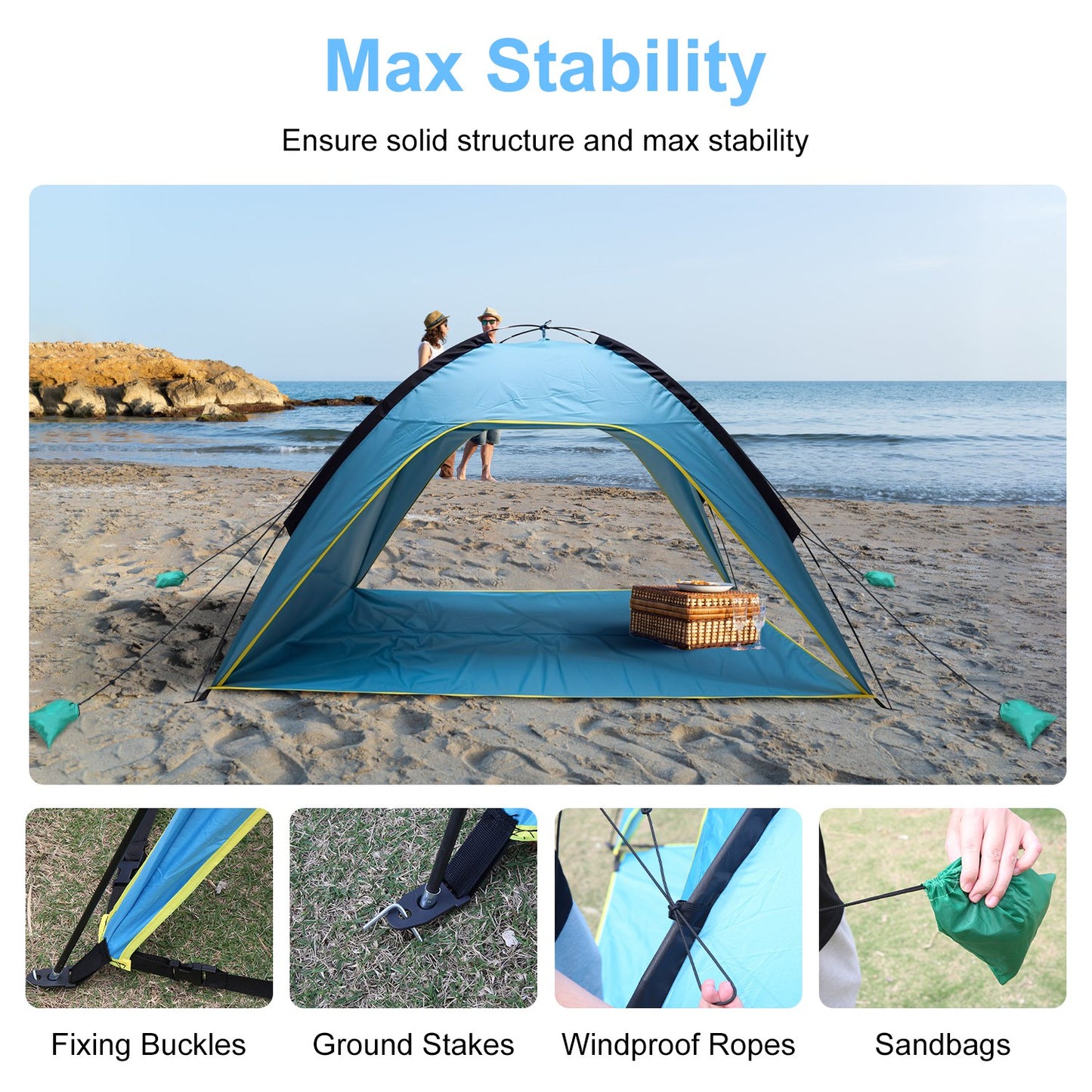 4-6 Person Beach Tent Canopy - Waterproof with Carry Bag