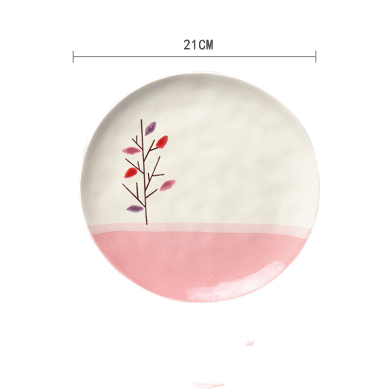 Ceramic Hand-Painted Western Style Breakfast Plate 8 Inch Microwave Safe