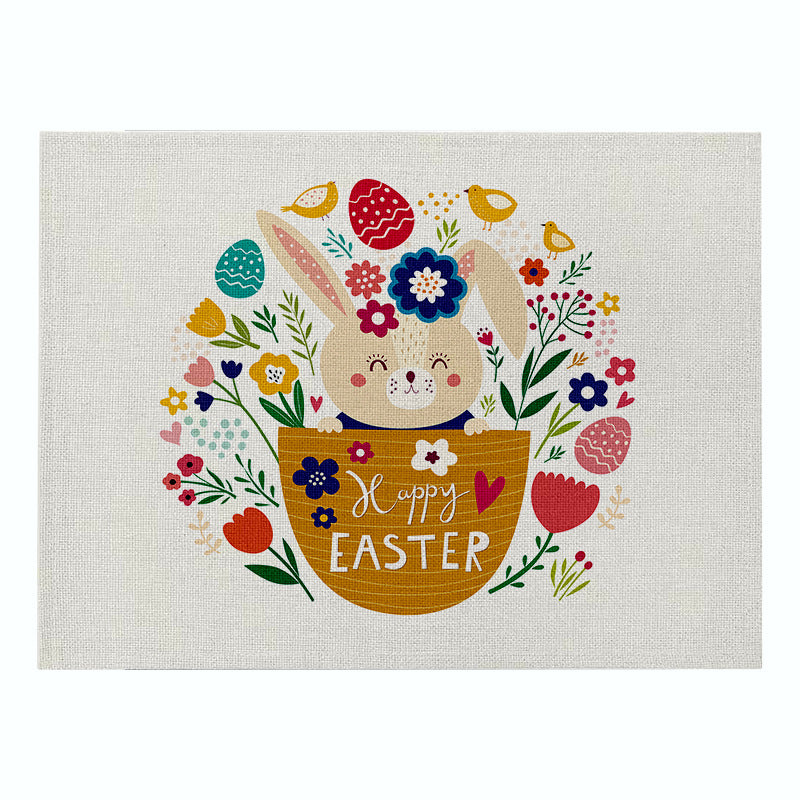 Cartoon Rabbit Kitchen Coaster Set Anti-Scalding Cotton Linen Placemat