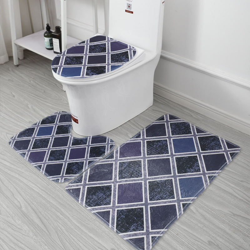 Underwater World 3D Printed Toilet Floor Mat Set - Bathroom Decor & Non-Slip Rug