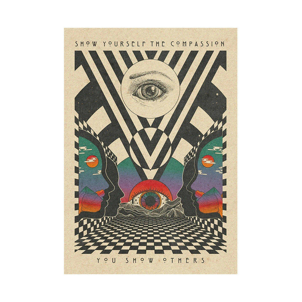 Psychedelic Bohemian Abstract Canvas Wall Art - Framed & Frameless Options