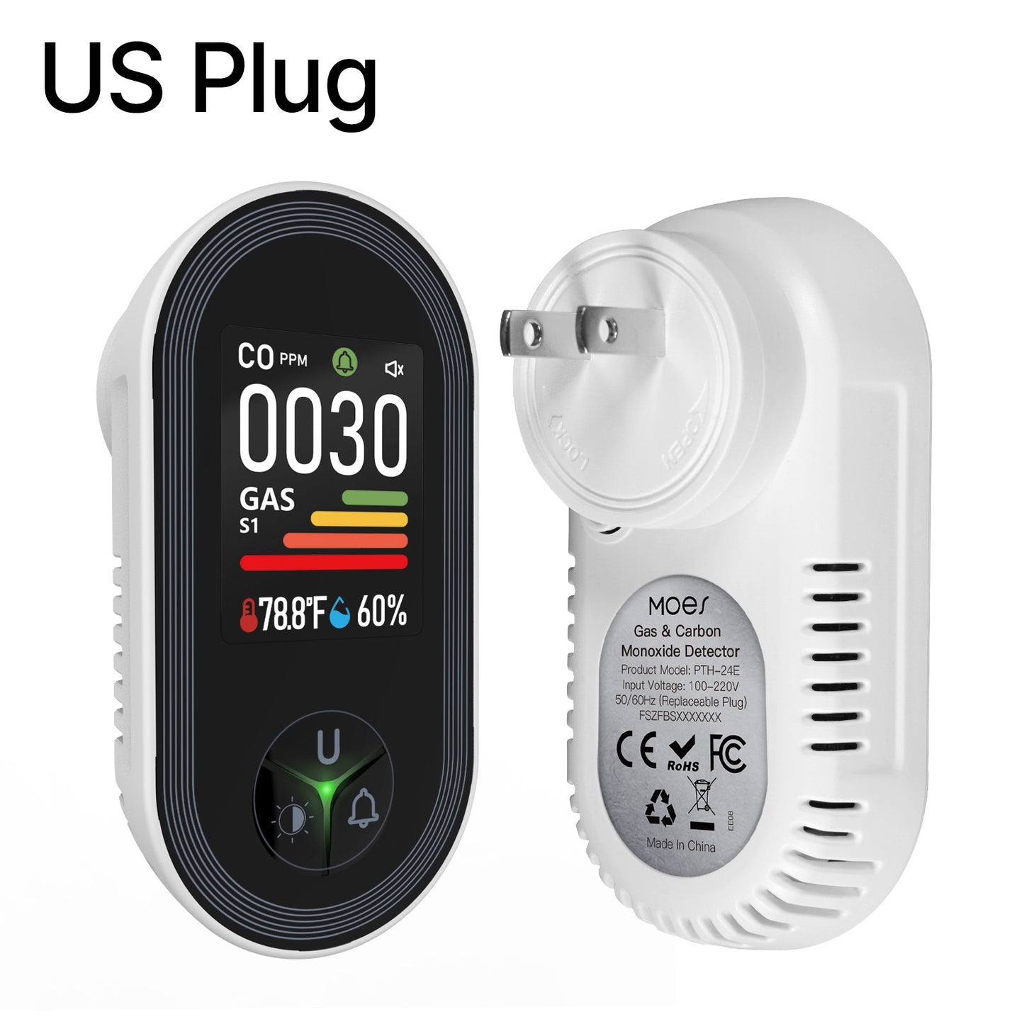 Carbon Monoxide Air Quality Detector with Alarm - Multiple Standards