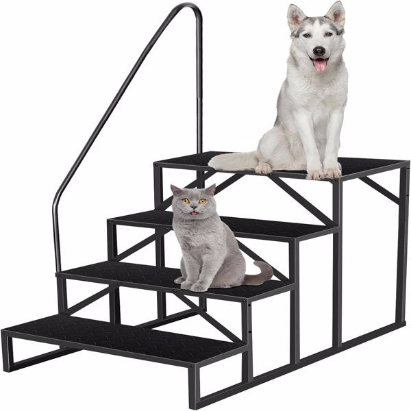 4-Step RV Ladder with Handrail - Portable Anti-Slip Steps for Hot Tubs