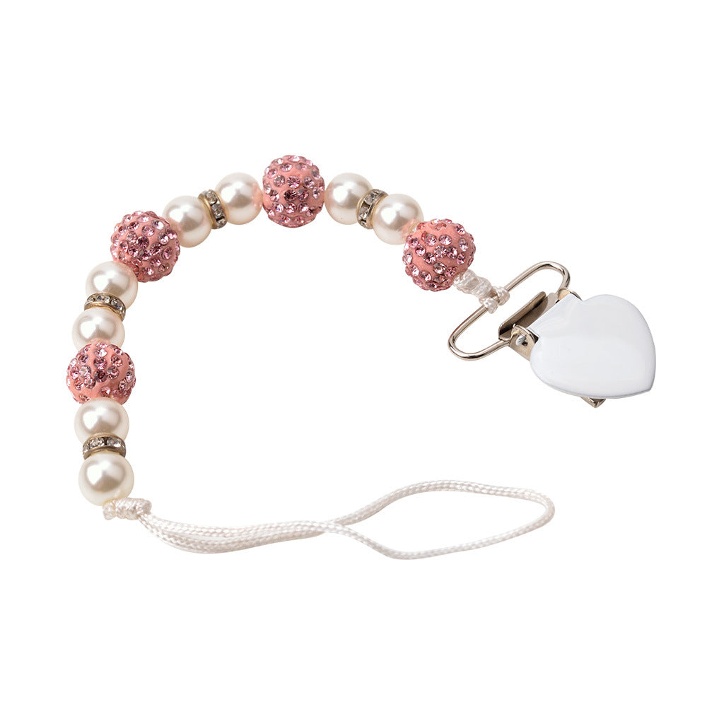 Baby Pacifier Drop-Preventing Chain Clip - Pearl Style, Multiple Colors