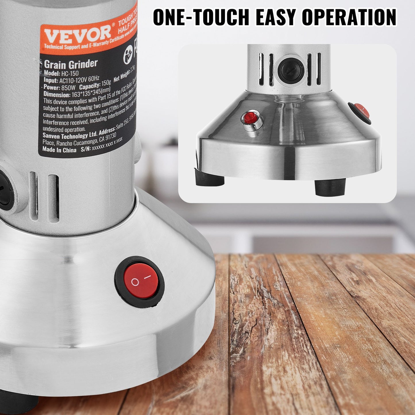 750g Commercial Electric Spice & Grain Grinder High-Speed Mill - Silver