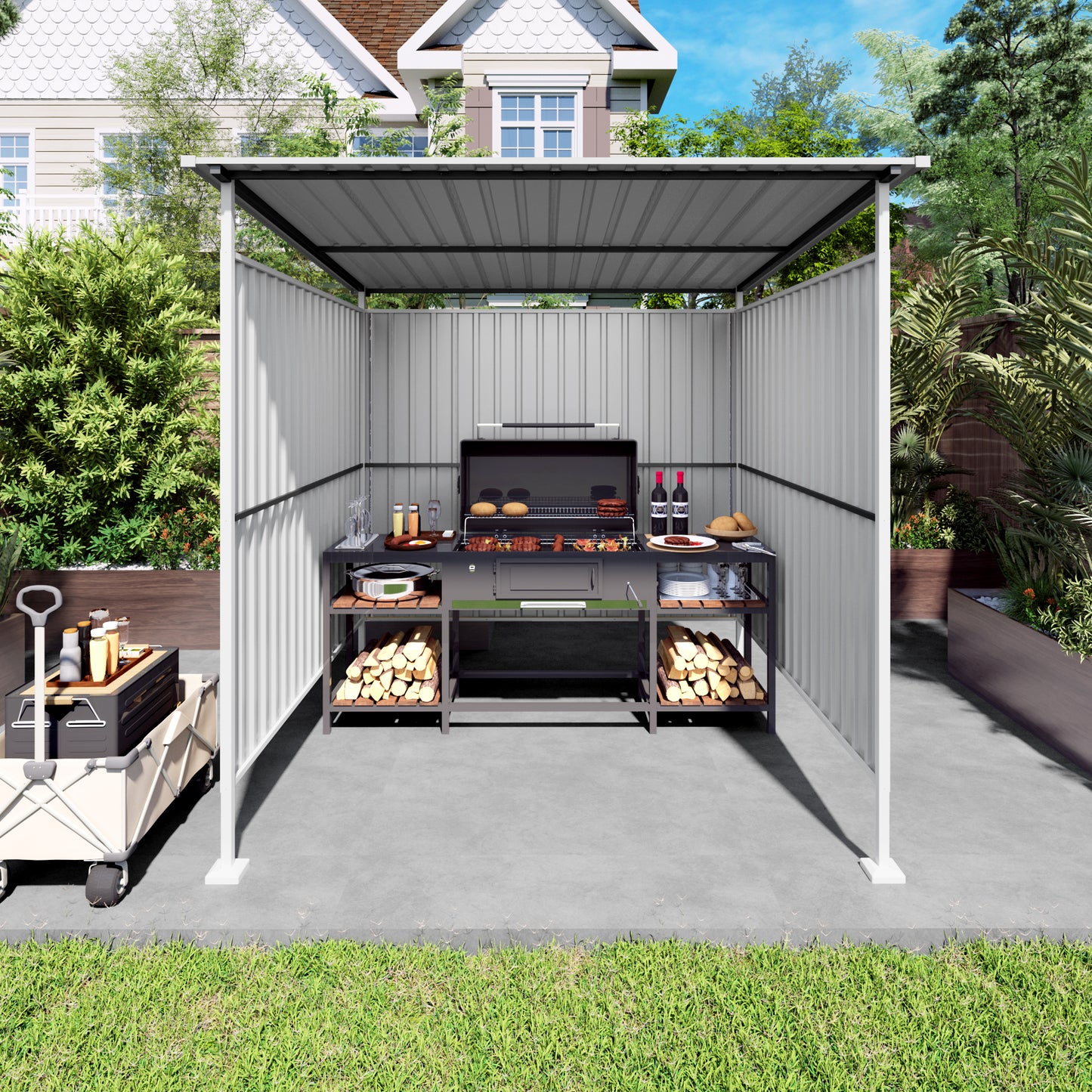6x6FT Outdoor Pergola For Patio,Bike Storage Shed,Lean To Hardtop