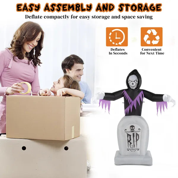 8ft LED String Lights Grim Reaper & Grave Inflatable Halloween Decor