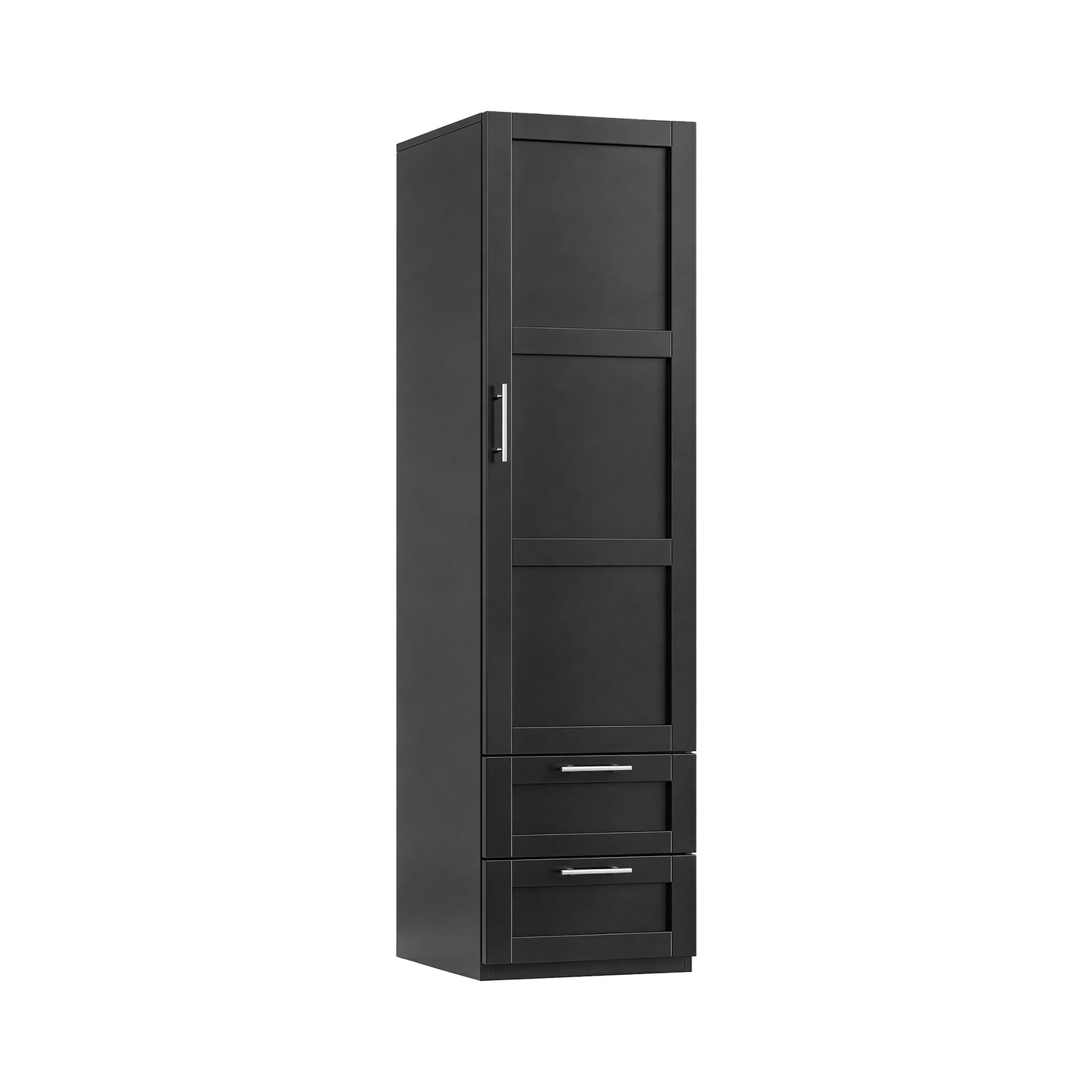 Tall Kitchen Storage Cabinet with 1 Door & 2 Drawers - Black