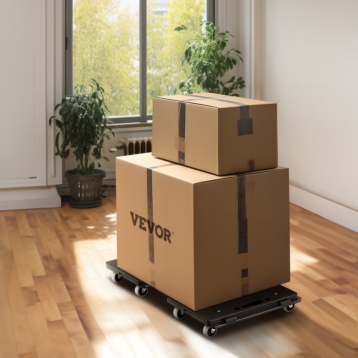 Heavy Duty Furniture Dolly 500 Lb Capacity Moving Cart with 4 Wheels - Black 2-Pack
