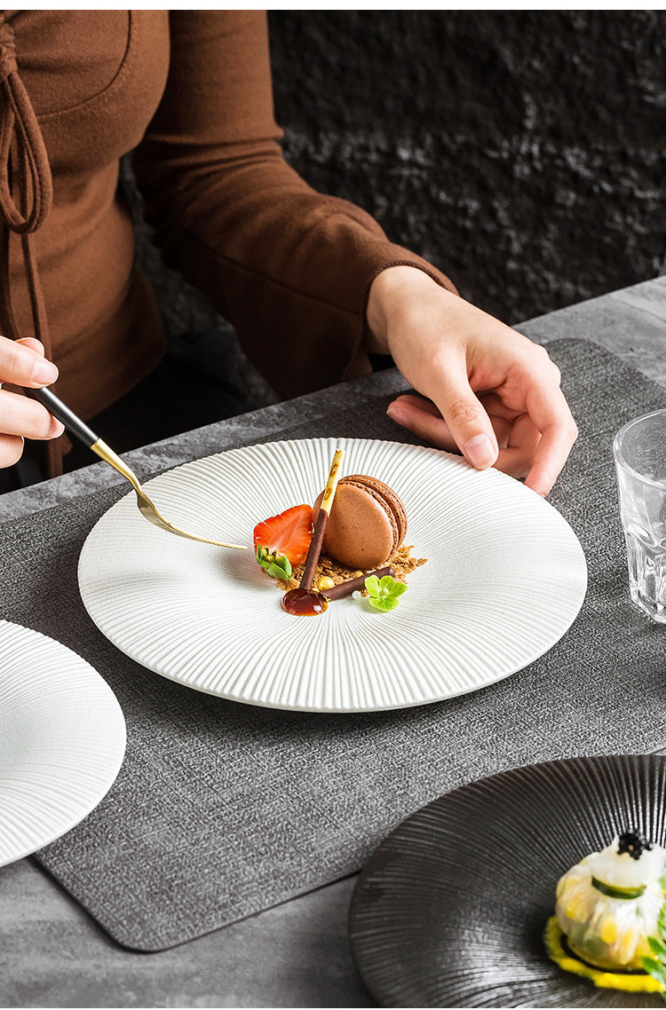 Ceramic Western Food Plate Set - Porcelain Dinner Flat & Shallow Plates