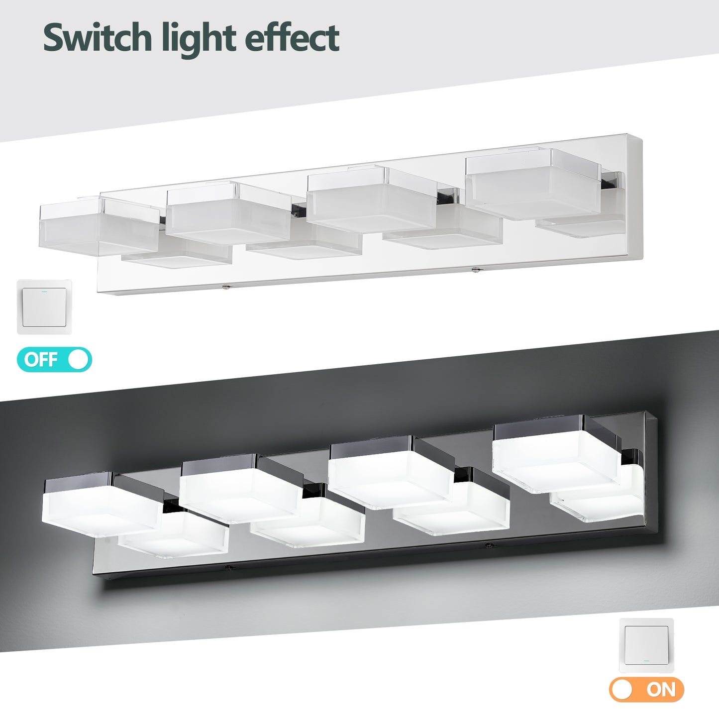 Modern Chrome LED Vanity Light - 4-Light Wall Sconce