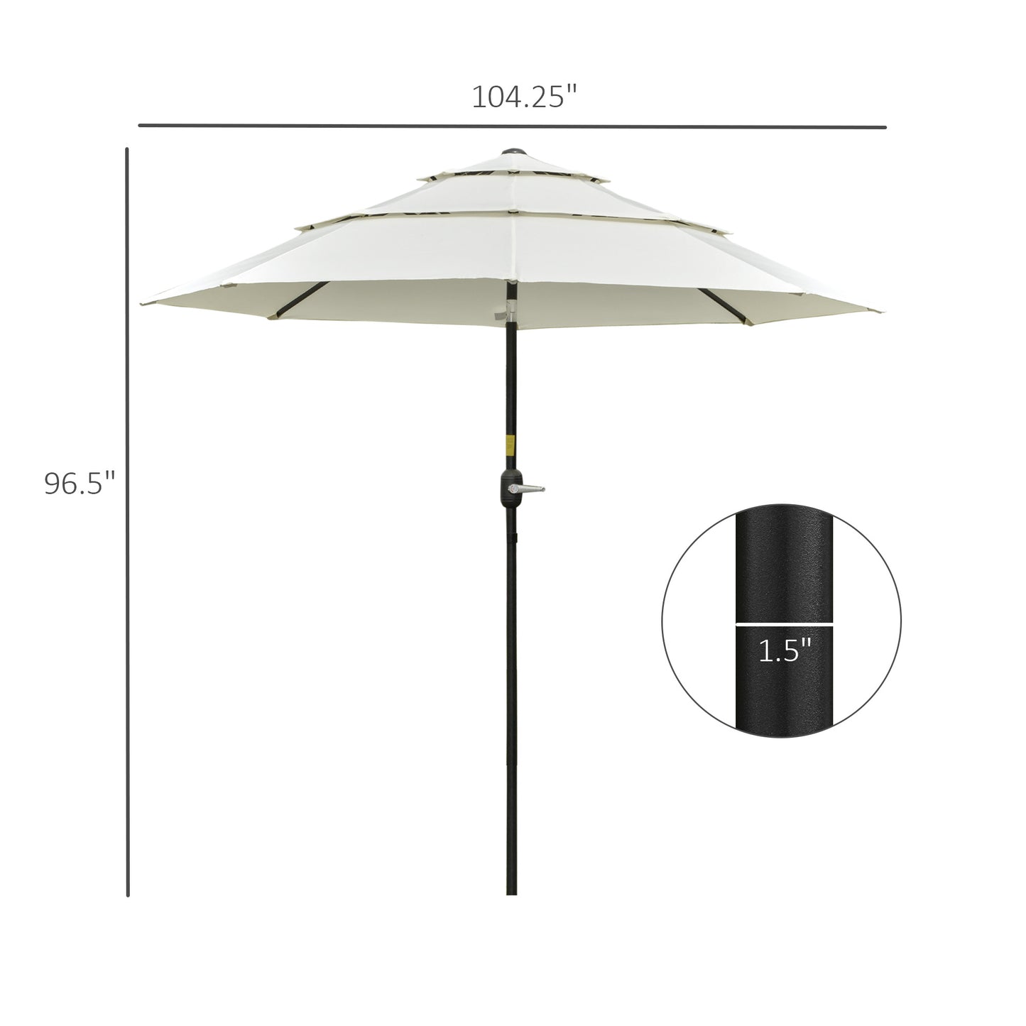 9ft 3-Tier Market Patio Umbrella with Crank & Tilt - Beige