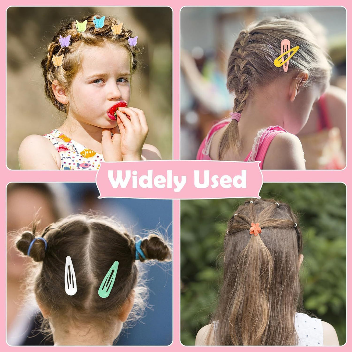 Kids Hair Accessories Set - Rubber Bands & Clips