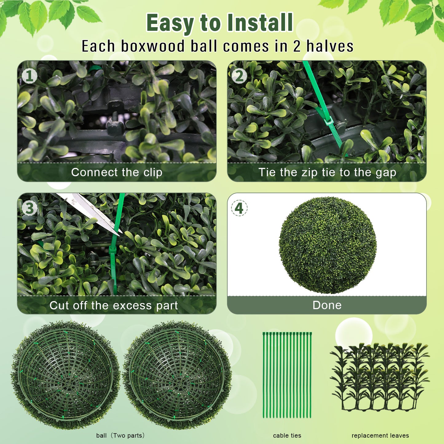 22.4-Inch Artificial Boxwood Topiary Balls - 2pcs Set