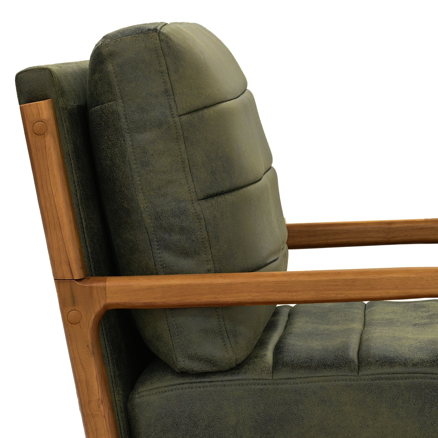 Mid-Century Modern Olive Green Fabric Armchair