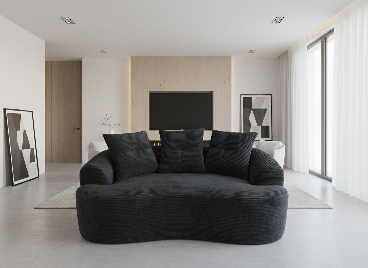 65.35 Curved Loveseat Sofa With Pocket Spring Cushions For Soft