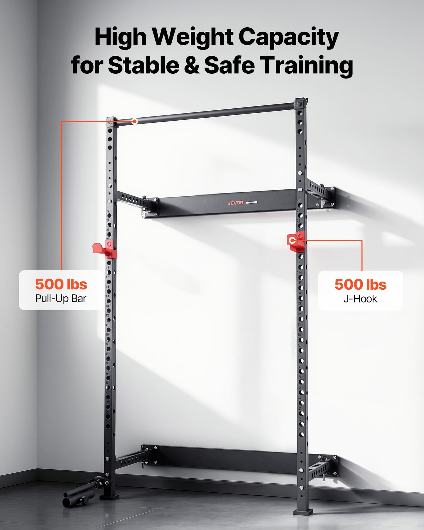 Wall-Mounted Power Rack with Landmine Holder for Home Gym - 1000LBS Capacity