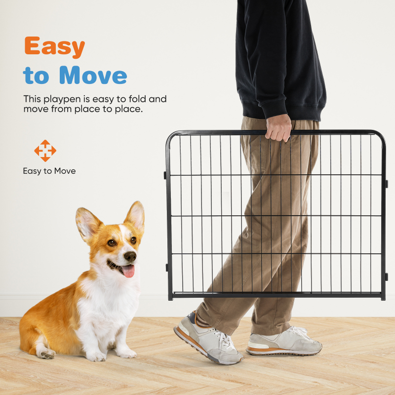 Indoor/Outdoor Dog Playpen with Door - Heavy-Duty Metal Exercise Pen for Small, Medium, Large Dogs
