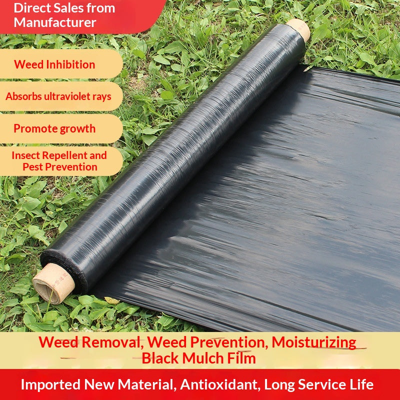 Black Mulch Film for Gardening Weed Control Heavy Duty Plastic Cover