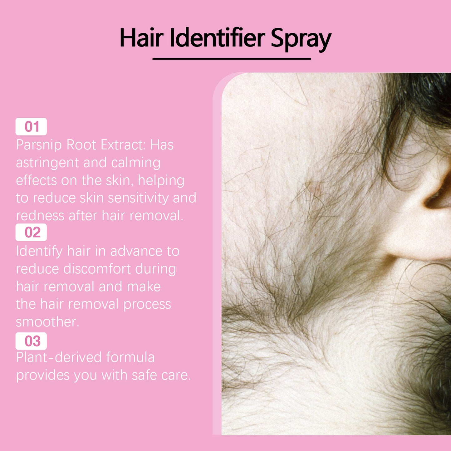 Facial Hair Recognition Spray for Precise Hair Removal and Skin Care