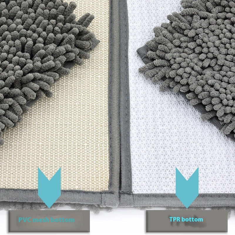 Non-slip Absorbent Bathroom Floor Mat - Stain-Resistant, Dense Woven Chenille