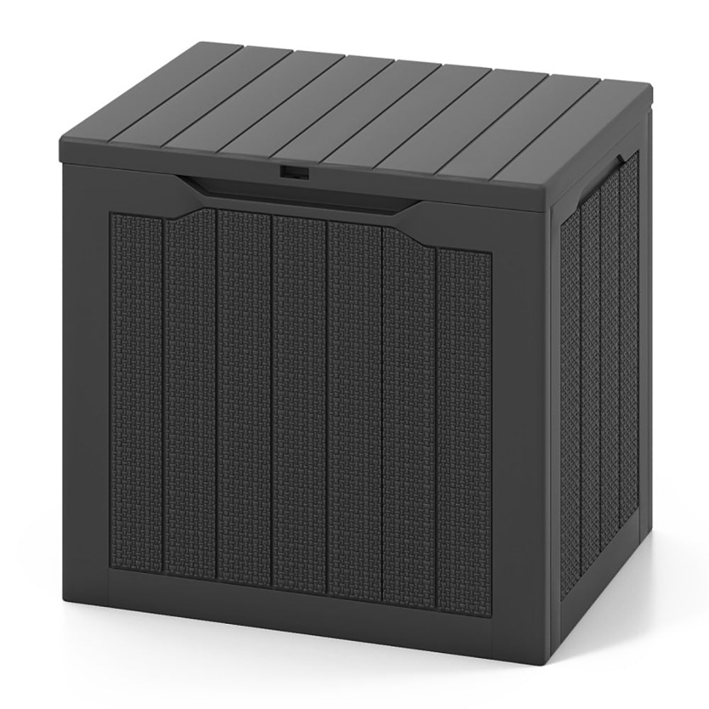 Outdoor Storage Box 25 Gallon Lockable Deck Bin with Wicker Texture