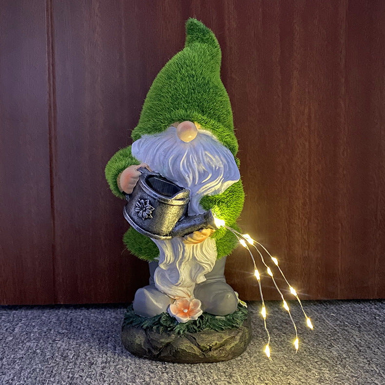 Solar Flocking Garden Resin Ornament for Lawn & Outdoor Decor