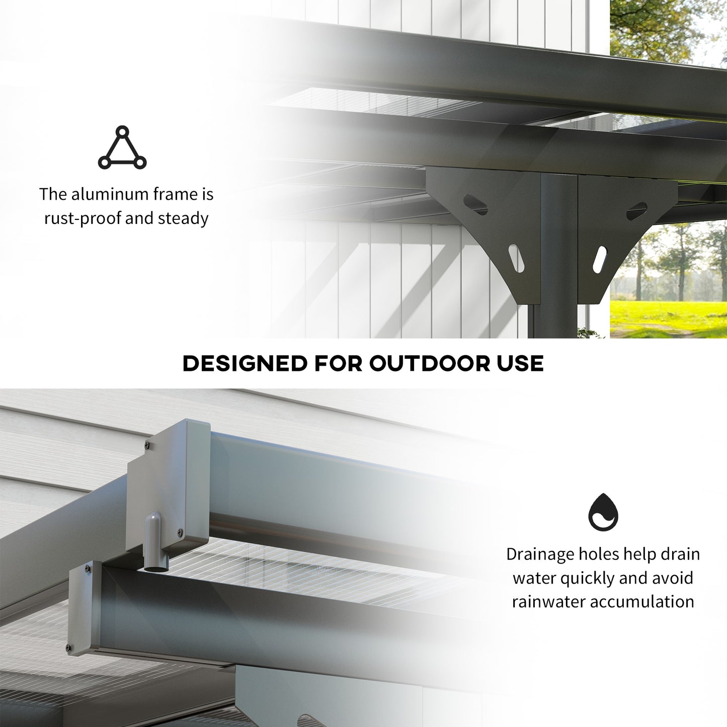 14.5 x 10 Wall-Mounted Aluminum Pergola with UV Blocking - Gray