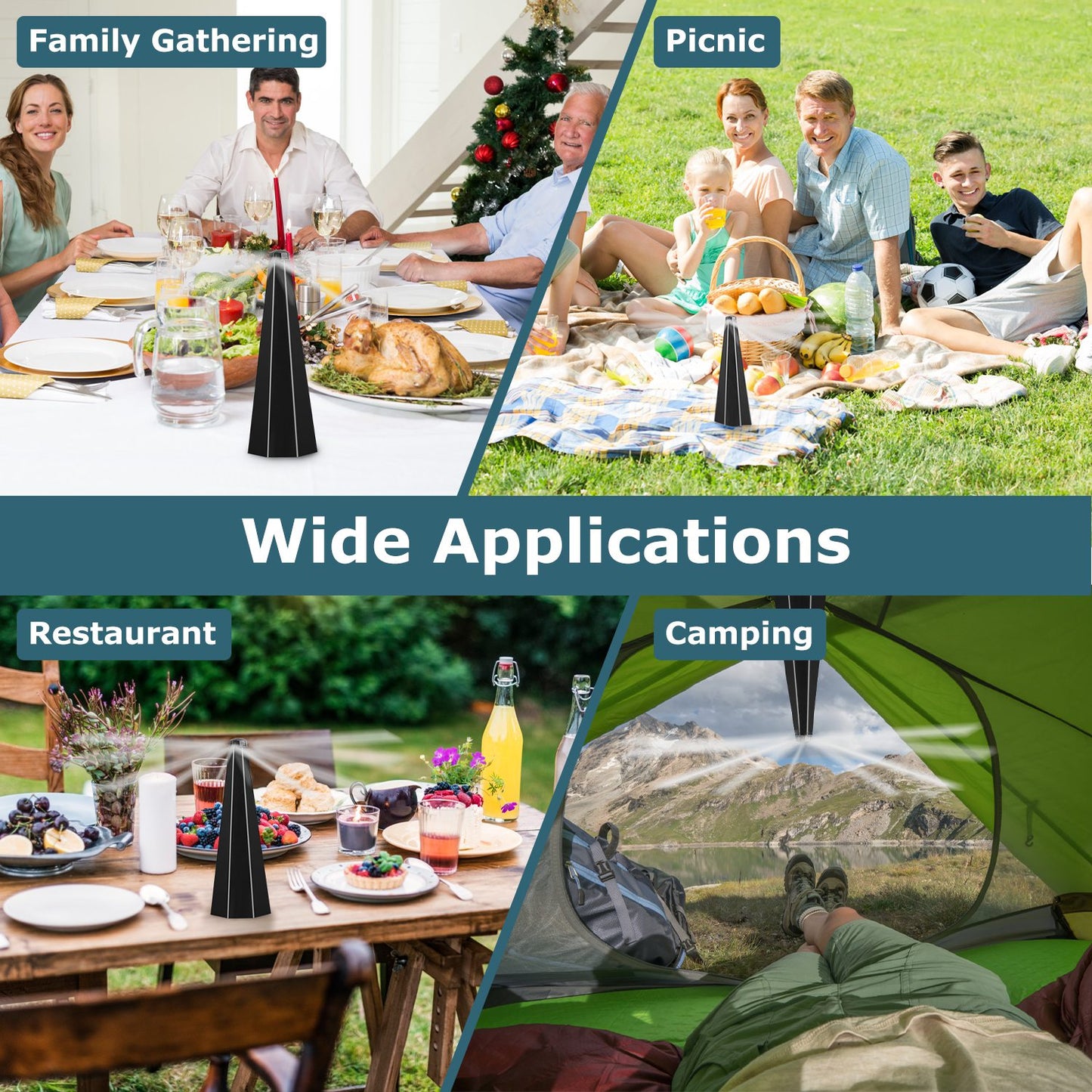 4-Pack Battery & USB Powered Fly Table Fans for BBQ & Camping