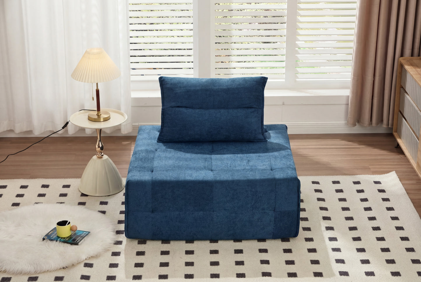 Deep Seat Modular Sectional Sofa - Adjustable Backrest, Navy Blue
