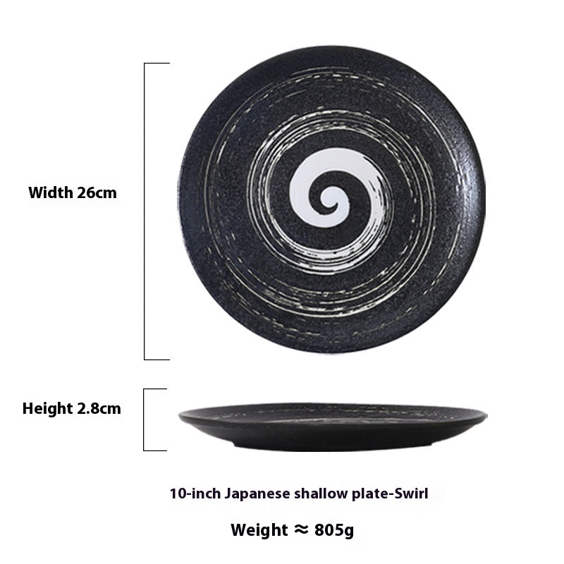 Japanese Ceramic Shallow Plate - 9 or 10 Inch Kitchen Dinnerware - Multiple Colors