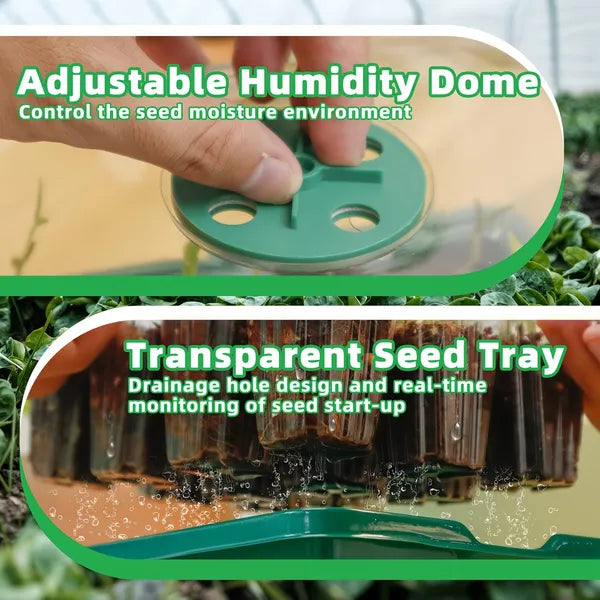 5-Pack Seed Starter Kit with LED Grow Lights - Indoor Mini Greenhouse