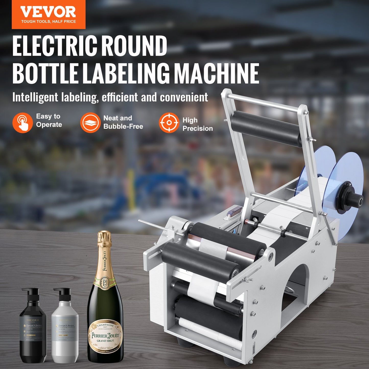 Semi-Automatic Round Bottle Labeling Machine - Electric Applicator for 0.78-4.72 Inch Bottles