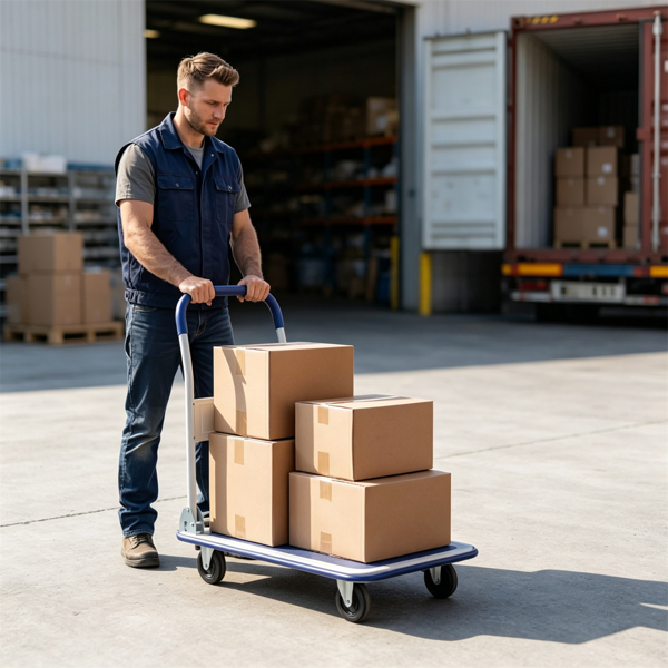 Heavy-Duty Folding Hand Truck with 330LBS Capacity and Shock-Absorbing PU Wheels