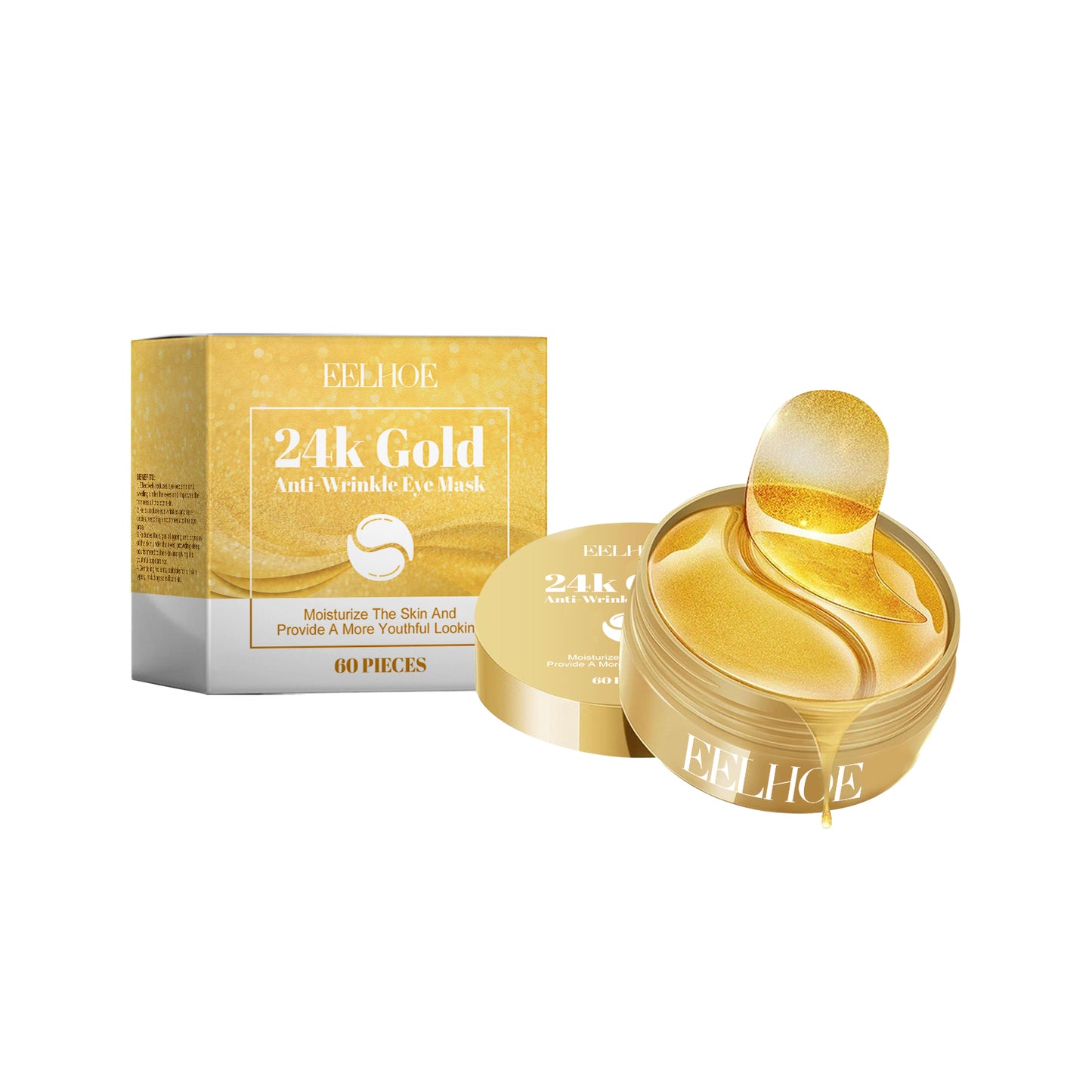 24K Gold Collagen Eye Masks - Moisturizing & Anti-Aging Eye Treatment - 60pcs