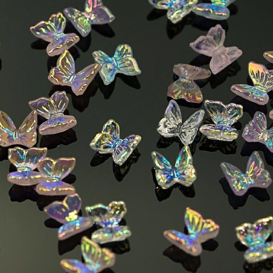 Butterfly Nail Ornament Set - 50pcs 3D Resin Fairy Nail Art Decorations