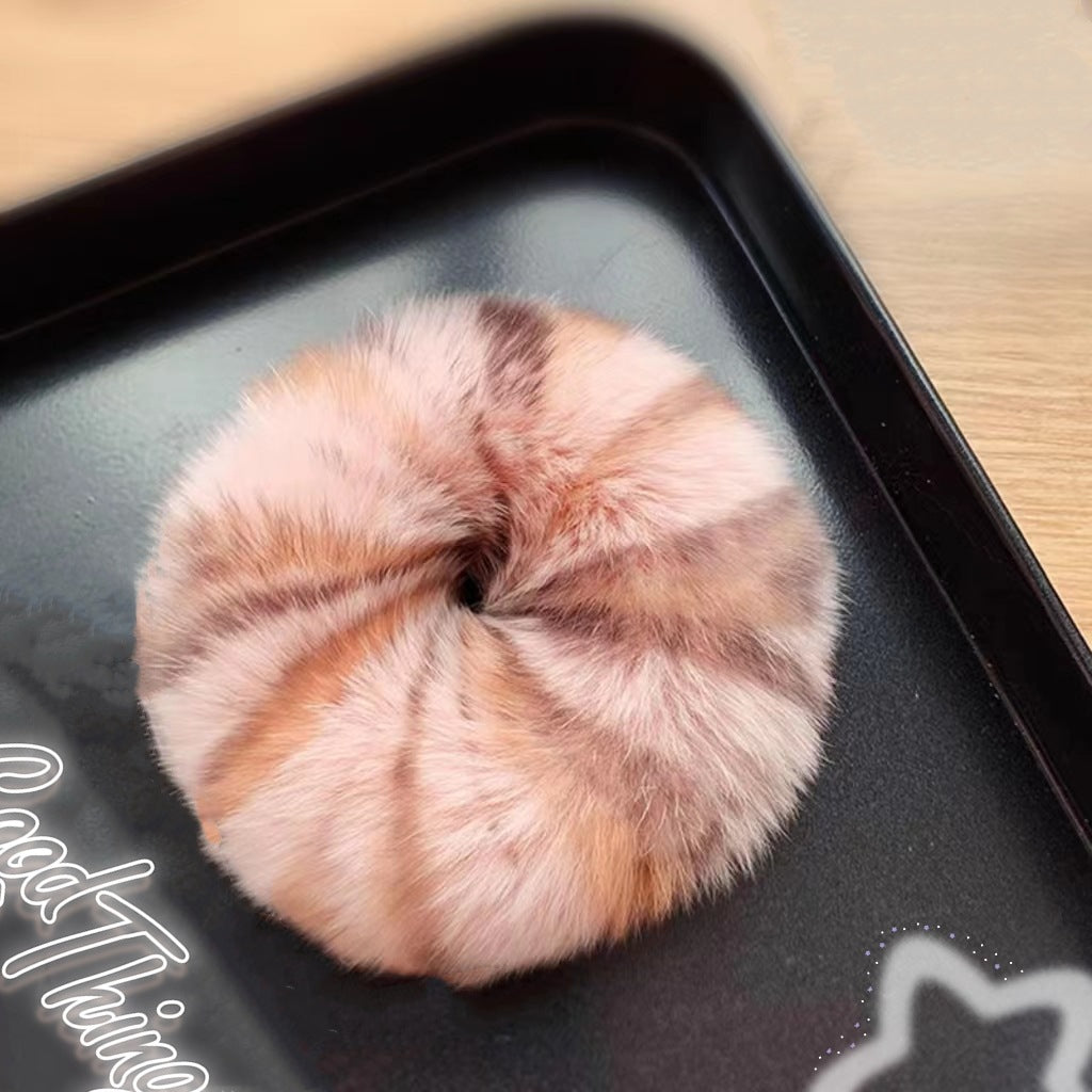 Plush Hair Ring with Rabbit Hair - Multiple Colors