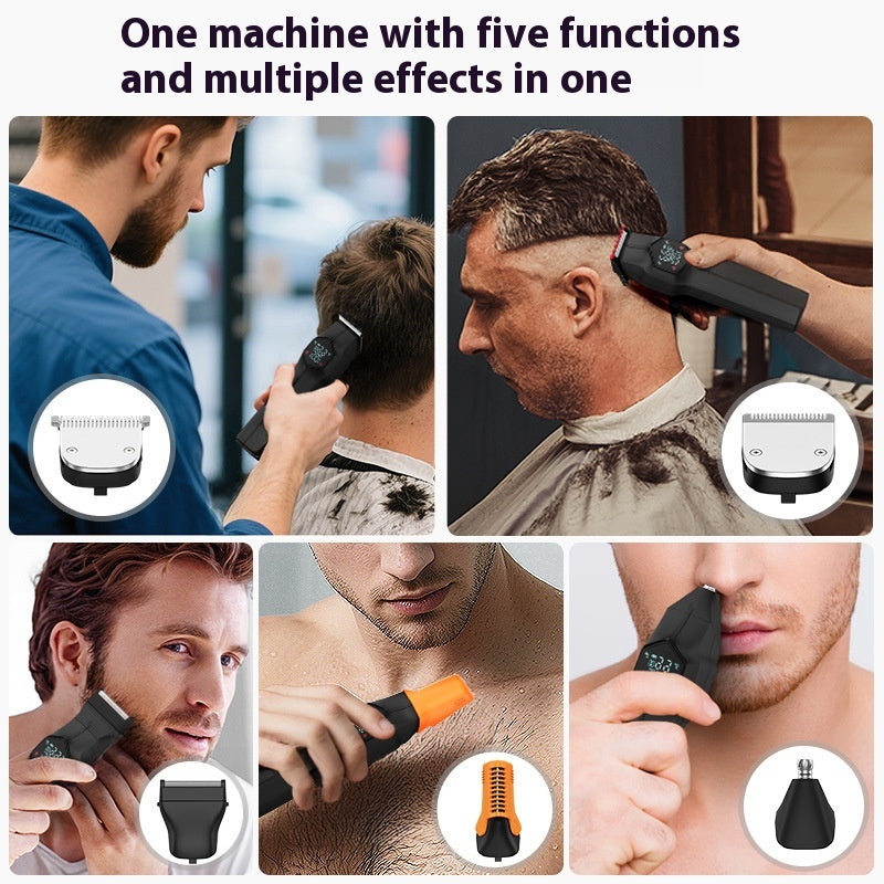 Men's Hair Clipper Set with Magnetic Cutter Head - Rechargeable Household Grooming