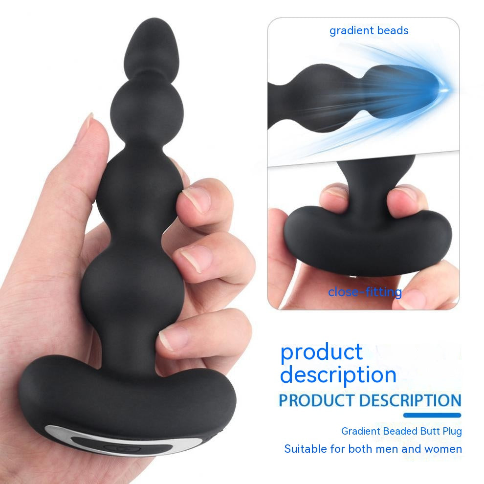 Remote Control Vibration Bead Butt Plug - Adjustable Silicone Adult Toy