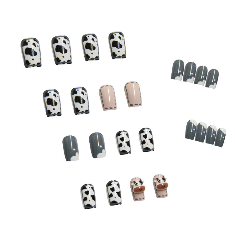 Cow Nail Art Patches 24pcs Nail Stickers for Manicure & Nail Design